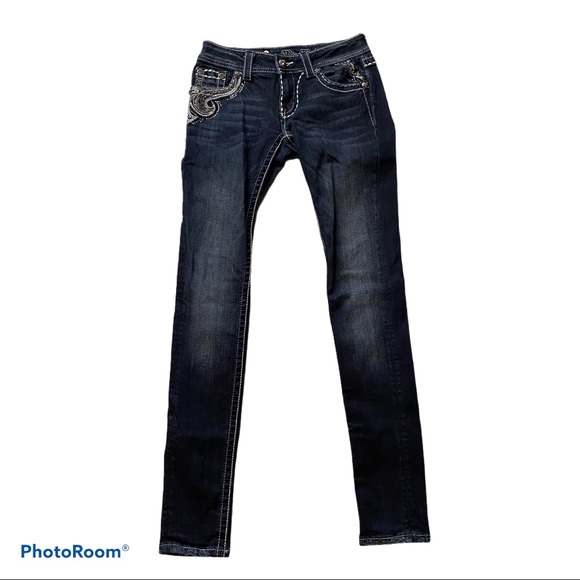 Miss Me Denim - Miss Me Black Skinny Womens Dark Wash Jeans